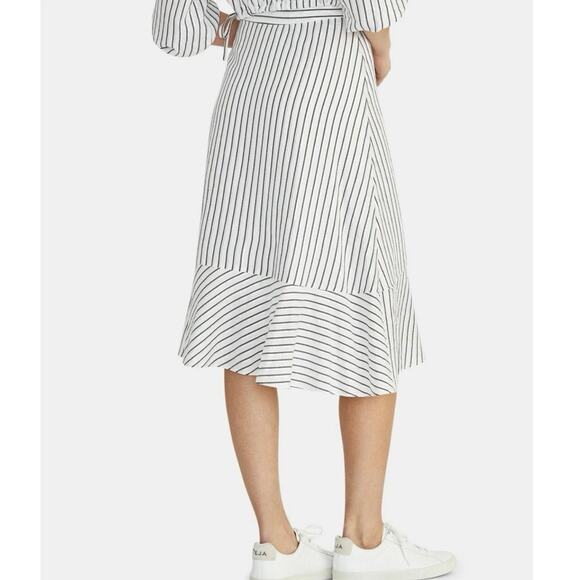 Rachel Roy Women's Esta Metallic Stripe Asymmetrical Faux Wrap Skirt Size 10 - Picture 2 of 13
